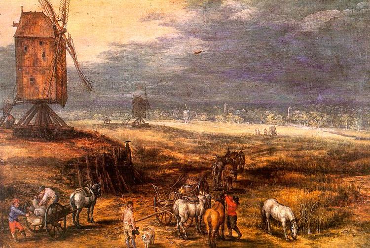 Jan Brueghel Landscape with Windmills Norge oil painting art
